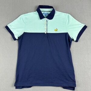 Masters Magnolia Lane Polo Shirt Womens Medium Blue ColorBlock‎ Golf Augusta